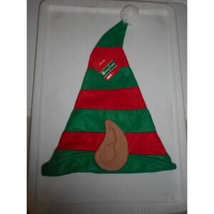 Christmas Elf Hat with Red and Green Stripes and Ears 18" tall by Merry Brite